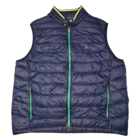 Polo Ralph RL Lauren Packable Full Zip Down Puffer Vest Men's 1XB Blue Pockets - Picture 2 of 12